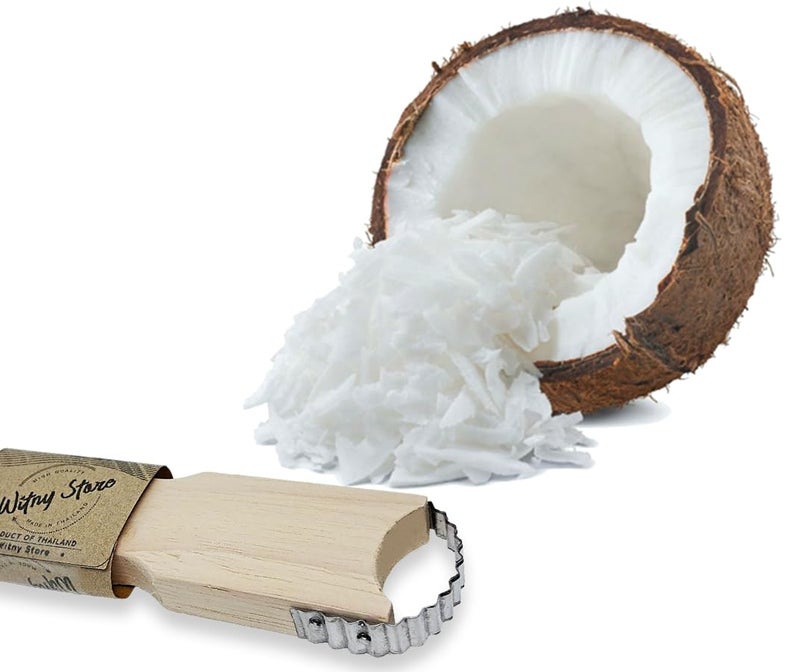 WitnyStore Coconut Grater - Vintage Kitchen Tool - Thai Traditional Style Multipurpose Easy to Use Portable Wooden Hand Held Scraper and Shredder for Fresh or Baby Coconut Meat - 7 x 1.5 x 0.5 inches - Image 2